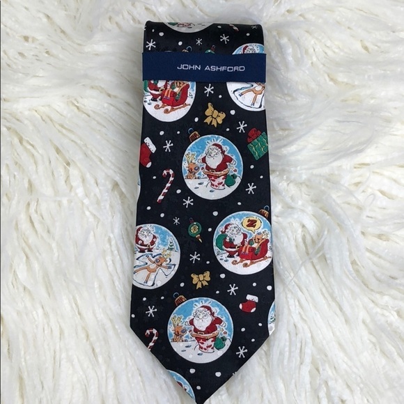 John Ashford Other - NWT Silk Tie Santa Tie Christmas Tie John Ashford Santa Christmas Holiday Black